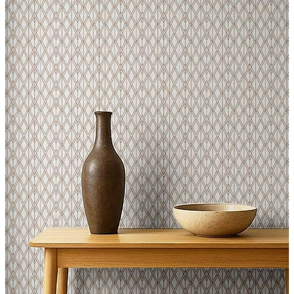 S4Sassy Self-Stick Decorative Wallpaper, Crisscross Diamond Print Wall Paper, Vinyl Waterproof Contact Paper, White, 25"x120" Removable Renter Friendly Wall Covering For Bedroom, Dining Room