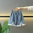 thumbnail image 6 of Shadoumai Girls Summer Casual Loose Fit Denim Shorts with Fashionable Bow Embroidery Design for and Youth, 6 of 8