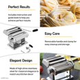 thumbnail image 4 of (Silver) - GOURMEX Stainless Steel Manual Pasta Maker Machine With Adjustable Thickness Settings Perfect for Professional Homemade Spaghetti and Fettuccini Includes Removable Handle and Clamp (Silver), 4 of 5