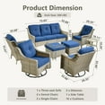 thumbnail image 2 of Vcatnet 8 Pieces Outdoor Conversation Set Sectional Sofa All Weather Wicker High-Back Patio Furniture Set with Swivel Rocking Chairs and Ottoman, Navy Blue, 2 of 10