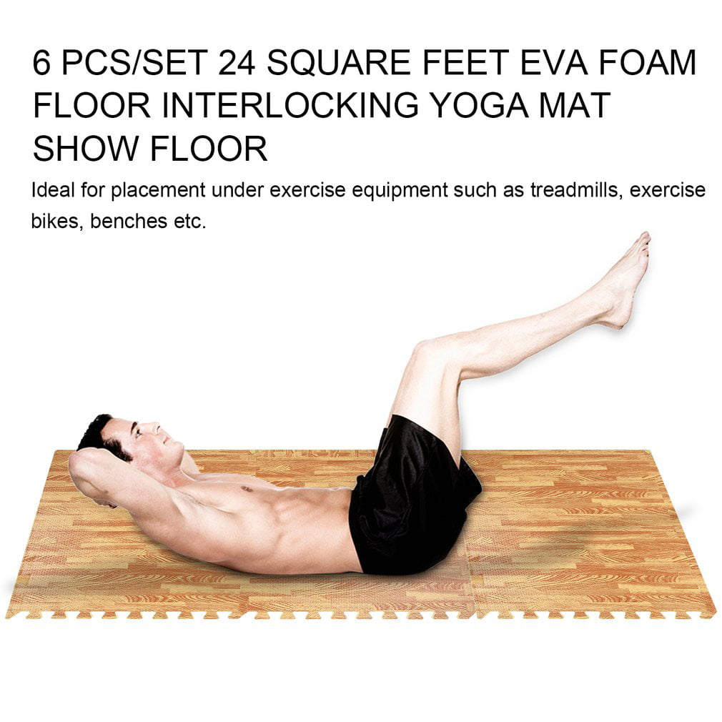 Interlocking Puzzle Rubber Foam Gym Fitness Exercise Tile Floor Mat Cushion 6PCS 