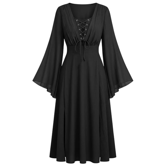 Renaissance Dresses for Women Plus Size Medieval Fairy Chiffon Dress Mesh Halloween Costumes Cosplay Flare Long Sleeves Long Dress