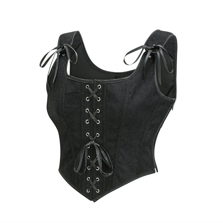 qolati Push Up Corset Top for Women Lace-Up Shoulder Strap