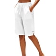 thumbnail image 6 of Womens Bermuda Shorts Drawstring Waist Athletic Loose Casual Running Comfy Summer Shorts with Pockets by Yigetop White 3XL, 6 of 6