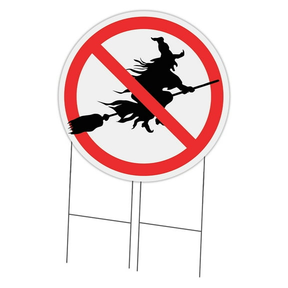 SignMission Corrugated Plastic Sign With Stakes 36" Circular - No Witch | Coroplast Yard Sign With Stake |  Made in the USA