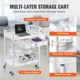 thumbnail image 3 of VEVOR 2 Tiers Lab Carts, Lab Utility Cart with 2 Trays, 2 Drawers & 4 Silent Wheels, Mobile Medical Cart with PP Material, Lab Rolling Cart with 3 Trash Cans for Lab, Clinic, Hospital, Salon, White, 3 of 9