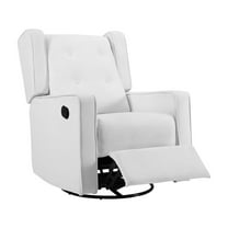 Odelia Solid Wood Microfiber Swivel Glider Rocker Recliner Chair, For Living Room, Bed Room Microfiber,Bright White