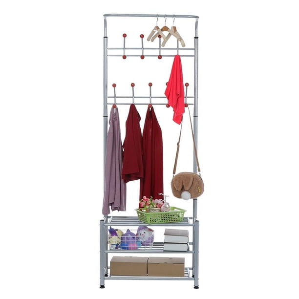 Aimik Metal Entryway Coat Shoe Rack 3 Tier Shoe Bench With Coat Hat Umbrella Rack Walmart Com Walmart Com