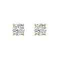thumbnail image 3 of 2 Ct Round Cut Studs Clear Crystal 18K Yellow Solid Gold Everyday Dainty Earrings Push Back, 3 of 7