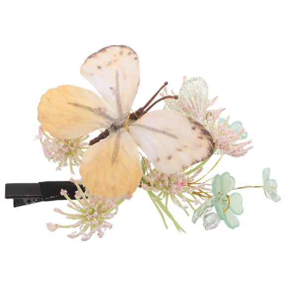 SEWCHICS Yellow Butterfly Flower Hair Clip Elegant Side Barrette for Wedding and Daily Wear