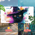thumbnail image 5 of 1 Pcs 2D Flat License Plate Covers & Frames, Black Cat Wearing Witch Hat For Decorative Front, Waterproof For Decoration Aluminum License Plate Covers & Frames Cover For Men Women, 12" X 6", 5 of 7