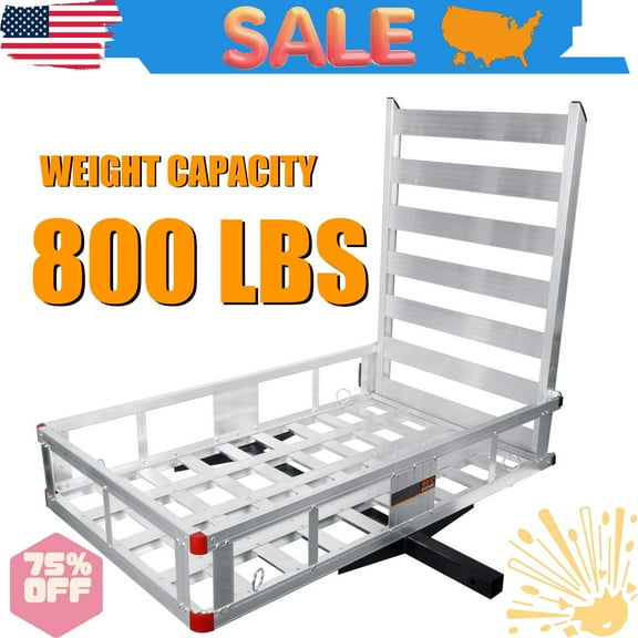 Aluminum Cargo Carrier, 51" x 29.5" Hitch Mounted Wheelchair Scooter Mobility Carrier Medical Lift Rack Ramp, 800 LBS Weight Capacity