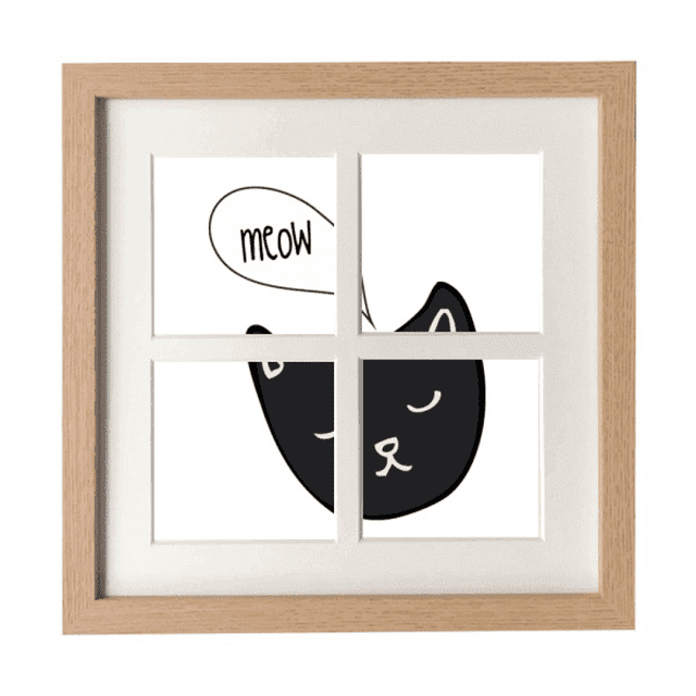 Tête de Chat Noir Miaulement Animal Cadre Mur Table Affichage 4 Ouvertures Image