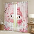 thumbnail image 2 of jejeloiu Lovely Snowman Curtains and Drapes,Happy New Year Black Out Curtains,Pink Peach Blossom Curtains Pack of 2 (52x63 Each) For Girls Kids,Breathable Home Decor, 2 of 6