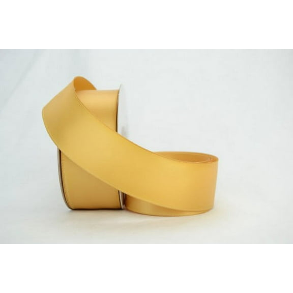 Ribbon Bazaar Wired Double Faced Satin 1-1/2 inch Old Gold 25 yards Ribbon