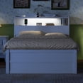 thumbnail image 3 of Mikeor Furniture Full Size Wooden LED Platform Bed with Trundle, with Storage Headboard, with Drawers, White C4B09K, 3 of 9
