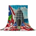 thumbnail image 2 of Puerto Rico Flag Frog Star Stripes Architecture Althea Port Throw Flannel Blanket 60x80In Super Soft Cozy Bed Blanket, Lightweight Plush Fuzzy Bed Throw for Bedroom Sofa Couch Living Room, 2 of 4