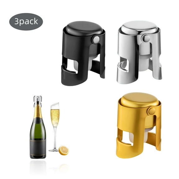 RYLZX 3colors-Champagne Stoppers with Stainless Steel Champagne Saver with Food Grade Silicone Leak proof Keep Fresh Suitable for Champagne, Cava, Prosecco and Sparkling