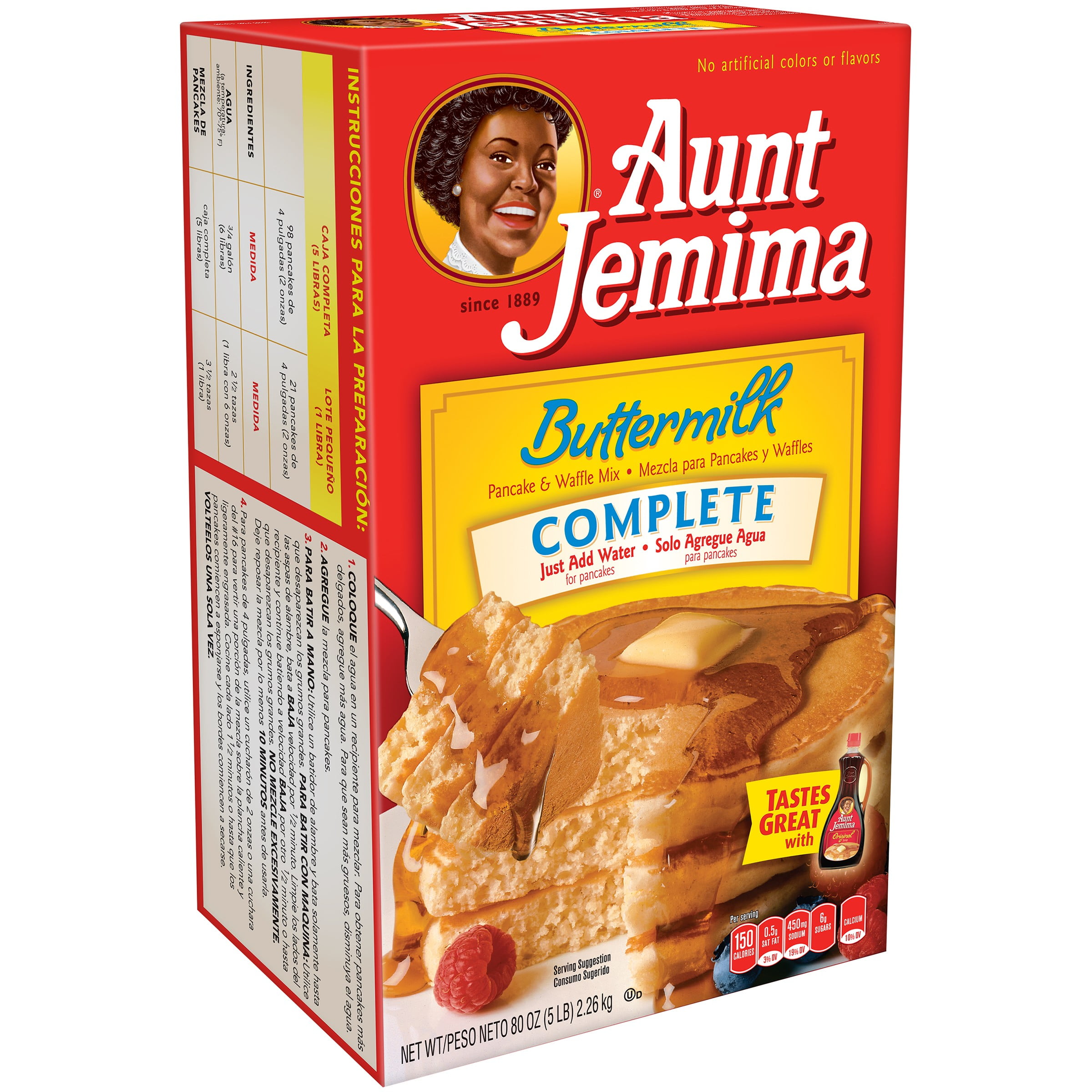 Aunt Jemima Buttermilk Complete Pancake & Waffle Mix 80 oz. Box by Generic