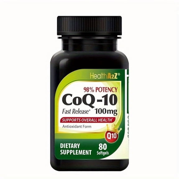 HealthA2Z Golden CoQ10 Softgels, Fast Release Coenzyme Q10 with Turmeric, 100 mg, 80 Count