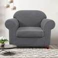 thumbnail image 2 of CHUN YI Stretch 2-Piece Checks Sofa Cover with Cushion Cover Slipcover, 2 of 6