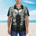 thumbnail image 2 of Balery Floral Angelic White Wings Camisas hawaianas de manga corta para hombre, camisas playeras de corte holgado, camisas de vacaciones con botones,X-Large, 2 of 7