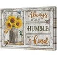 thumbnail image 2 of HFDF Motivational Wall Art Rustic Sunflower Hummingbird Picture Bathroom Wall Decor Always Stay Humble and Kindspirational Quotes Canvas Painting Print Artworks for Living Room 24x20inch Framed, 2 of 6