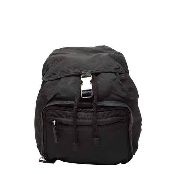 Pre-Owned Prada Triangle Logo Plate Mini Backpack in Black Nylon for Women (Good)