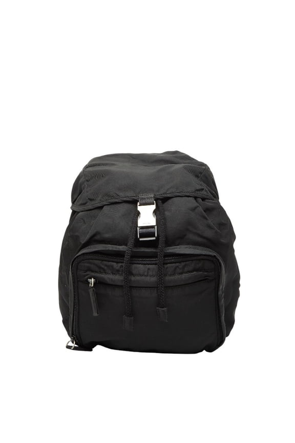 Pre-Owned Prada Triangle Logo Plate Mini Backpack in Black Nylon for Women (Good)