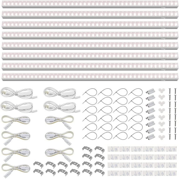 T5 Grow Lights for Indoor Plants, Full Spectrum LED Grow Light, 2FT 80W (8 x 10W), Plant Lamp for Indoor Growing, Seed Starting, Pinkish White, 8-Pack