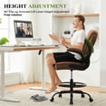 thumbnail image 4 of HYSpacerX Tall Drafting Office Chair, Ergonomic Faux Leather High Computer Chair with Adjustable Height & Flip-Up Armrest, Heavy Duty Counter Height Stool for Sit Stand Desk, Brown, 4 of 8