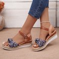 thumbnail image 5 of Women’s Flat Sandals, Soft Straps Slip-on Open Toe Light Weight Elastic Slingback Comfort Casual Walking Sandals Blue 5.5, 5 of 7