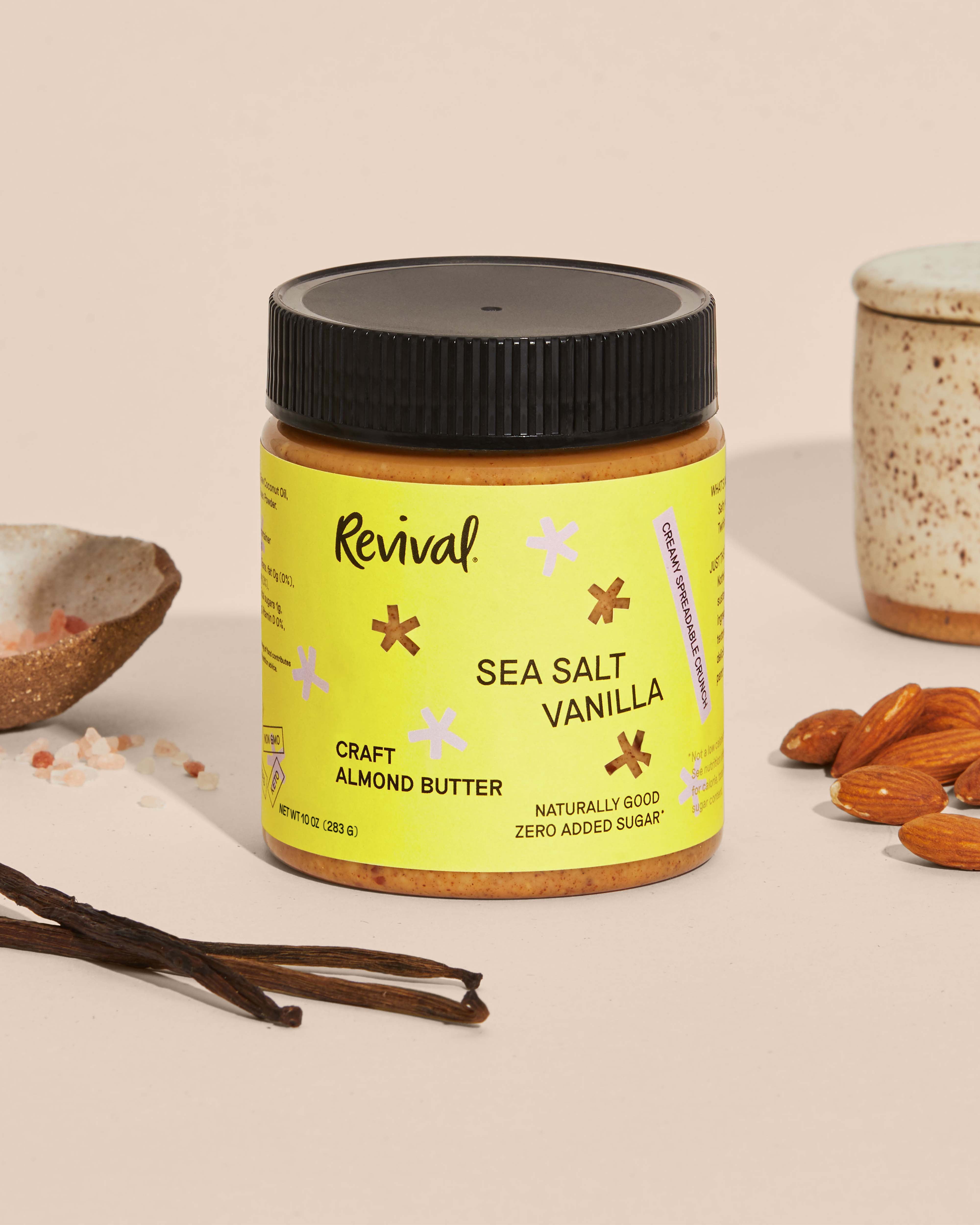 Revival Craft Almond Butter, No Sugar Added,  Vanilla Sea Salt, 10oz
