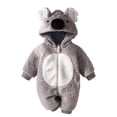 thumbnail image 3 of CUZIBR Halloween Girl Boy Fuzzy Onesie Animal Romper Jumpsuit Hooded Zip Up Long Sleeve Eye-Catching Trick or Treat Clothes,Grey,0-1 Months, 3 of 9