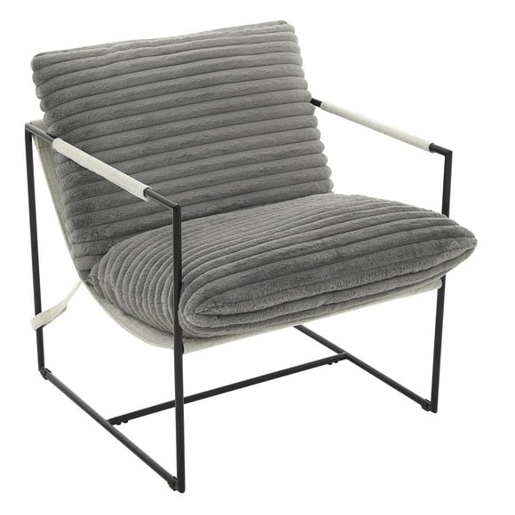 Kojooin Modern Sling Accent Chair with Metal Frame and Fabric Ergonomic Cushions, Upholstered Lounge Armchair Cozy Reading Chair for Living Room, Bedroom, Dressing Room