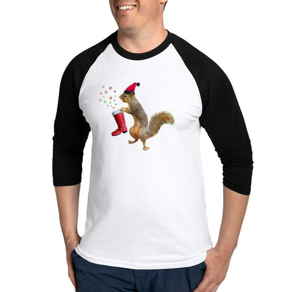 CafePress - Squirrel Red Boot Baseball Jersey - Cotton Baseball Jersey, 3/4 Raglan Sleeve Shirt