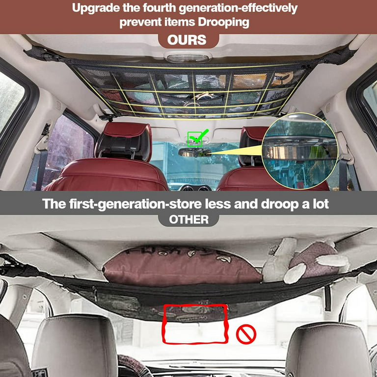SGACAI Car Ceiling Mesh Storage Bag Roof Interior Cargo Universal Organizer  Bag W7U6 