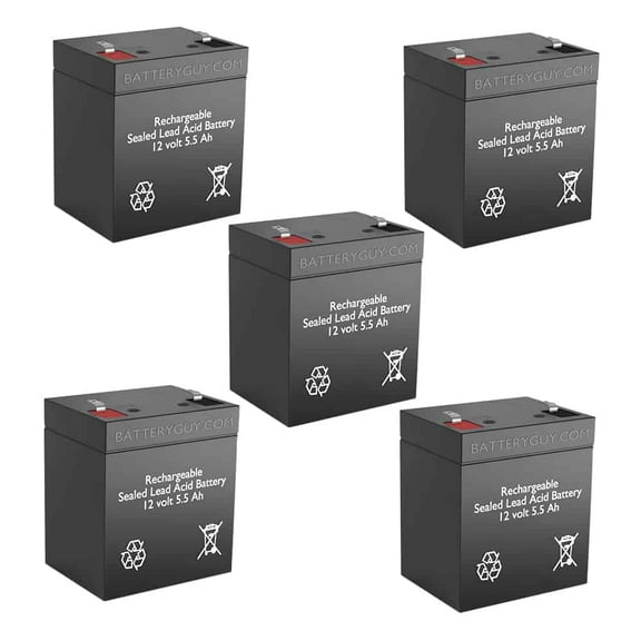 BatteryGuy 12v 5.5Ah rechargeable Sealed Lead Acid High Rate battery Set of Five
