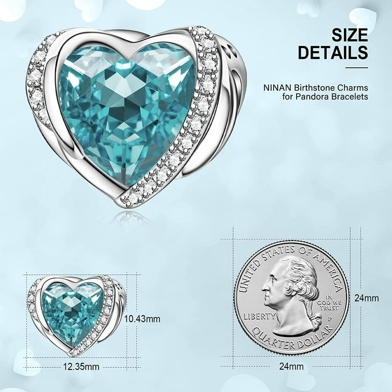 Birthstone Charms for Bracelets Angel Wings 925 Sterling Silver