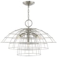 thumbnail image 2 of 4 Light Brushed Nickel Chandelier with Brushed Nickel Hand Crafted Steel Wire Cage Shade, 2 of 4