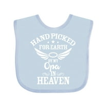 Inktastic Handpicked for Earth by My Opa in Heaven with Angel Wings Boys or Girls Baby Bib