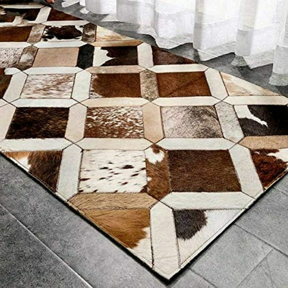 Cowhide patchwork rug