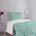 thumbnail image 5 of Ambesonne Teal Quilted Bedspread Set 2 Pcs, Romantic Lace Pattern, Twin Size, Teal Beige, 5 of 6