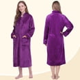 thumbnail image 3 of PAVILIA Womens Housecoat Zip Robe, Fleece Zip Up Front Robe Bathrobe, Plush Warm Zipper House Coat Lounger for Women Ladies Elderly with Satin Trim, Pockets, Long - Purple (Small/Medium), 3 of 10