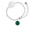 thumbnail image 2 of Delight Jewelry 12mm Crystal Rivoli - Green Silver-tone Flower Link Chain Bracelet, 6.75"+2" Extender, 2 of 4