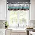 thumbnail image 2 of Teal Gray Brown Kitchen Curtains and Valances Set, 3 Piece Kitchen Curtains Set 24 Inch Length, Vintage Art Wooden Retro Rod Pocket Curtains Tier Farmhouse Window Curtains, 2 of 6
