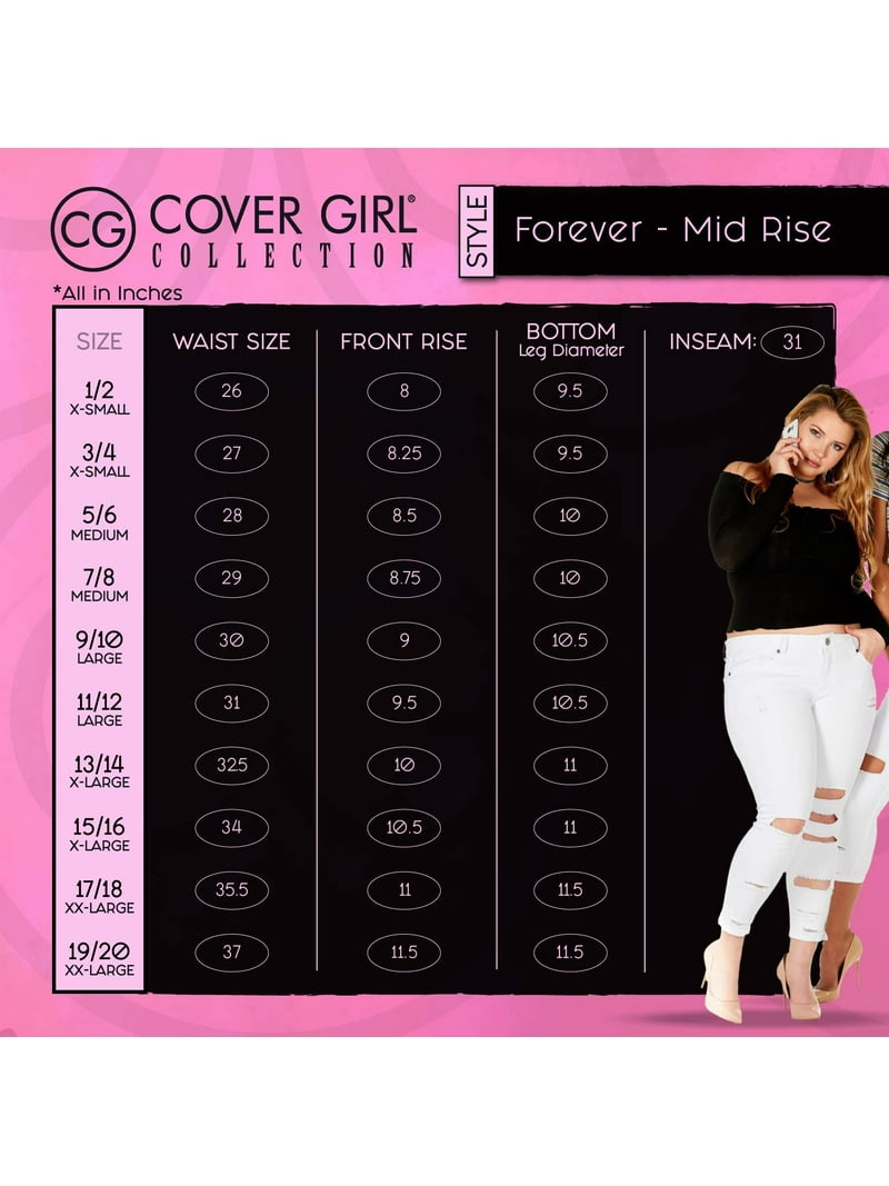 Cover Girl Jeans Juniors Mid Rise Waisted Butt Shaping Skinny