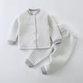 thumbnail image 2 of Loopsun Toddler Thermal Sets, Toddler Outfits Solid Round Neck Long Sleeve Top and Long Pants Fleece Lined Loungewear 2 Piece Set Gray, 4-5 Years, 2 of 5
