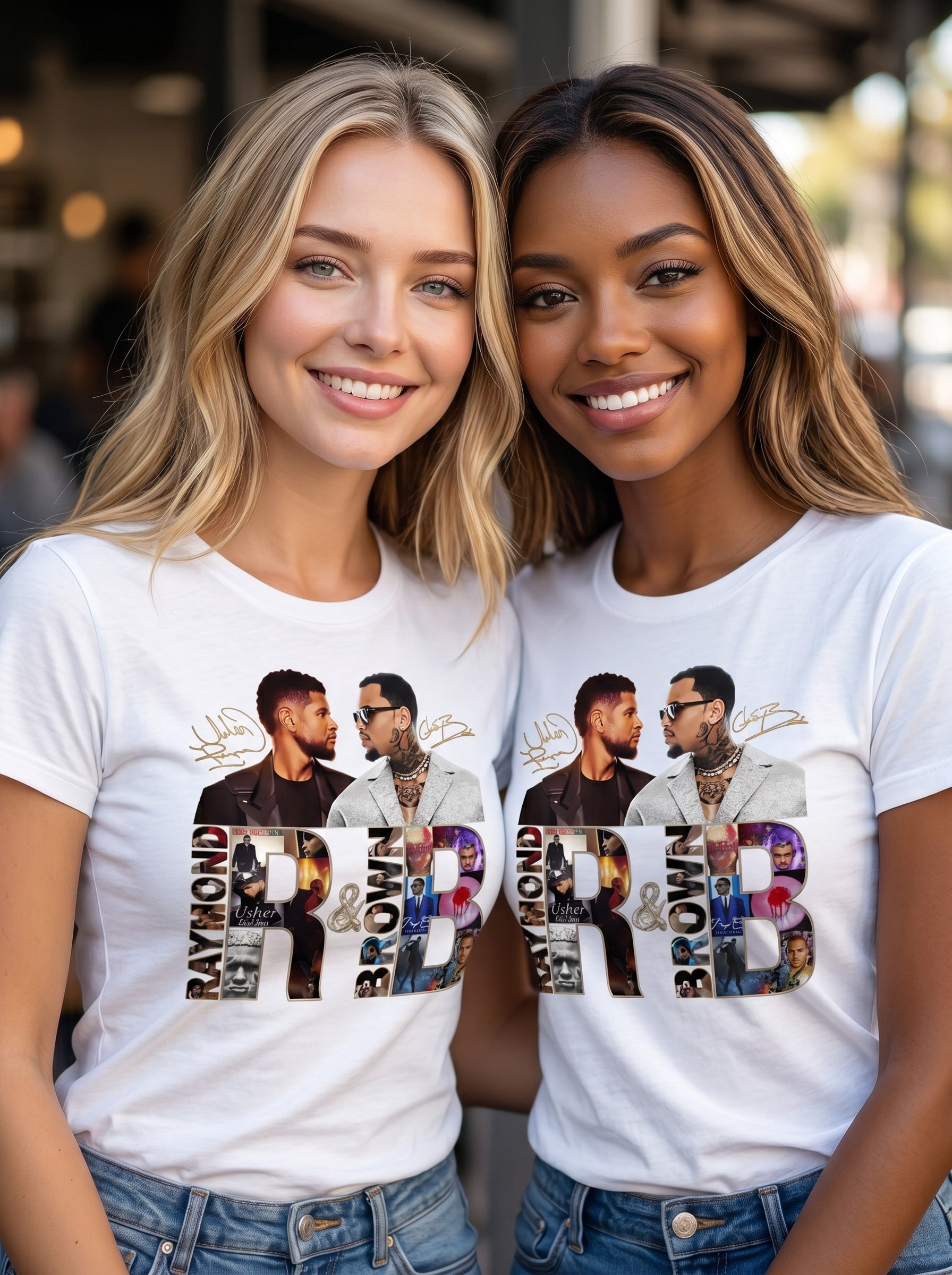 R&B Usher Chris Brown COLLAGE Tour T-Shirt, Concert Merch Best Friend Matching