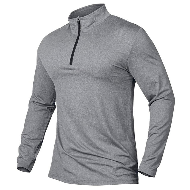 Jersey de manga larga con cremallera de un cuarto para hombre: camiseta deportiva de secado rápido para entrenar y actividades al aire libre